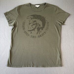 Diesel T-shirt Mens L Only The Brave Military Army Green Tee Mohawk Punk Grunge